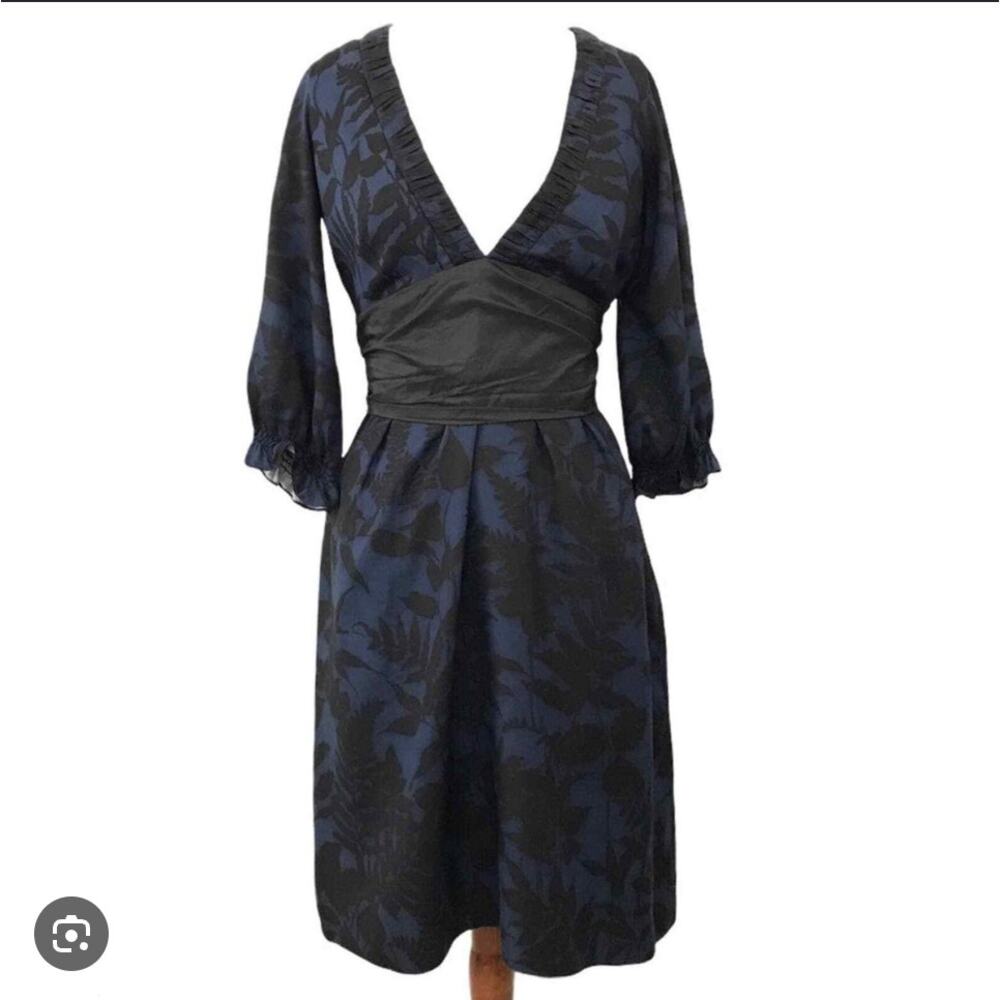 THREAD Social Barneys NY Wrap Dress Navy Black Floral Size 8 NWT